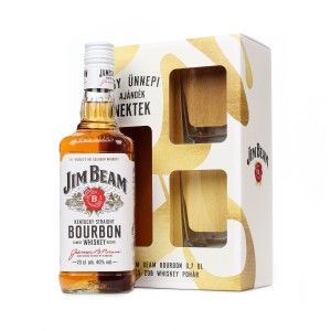 Jim Beam White whiskey 0,7l +2 pohár díszdobozban